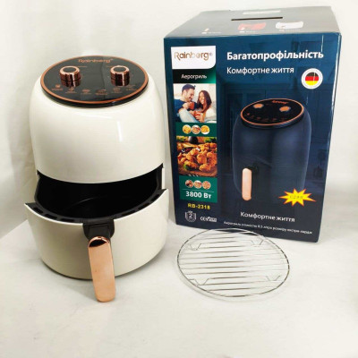 Електро Фритюрниця безмасляна Rainberg RB-2318 3800 Вт з знімним кошиком 8.5л до 30 хв White 