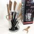 Набір кухонних ножів UNIQUE UN-1833 з дерев'яними ручками та підставкою Набір кухонних ножів UNIQUE UN-1833 з дерев'яними ручками та підставкою
