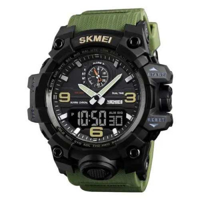 Годинник наручний чоловічий SKMEI 1586AG ARMY GREEN, чоловічий армійський водостійкий тактичний. Колір: зелений 