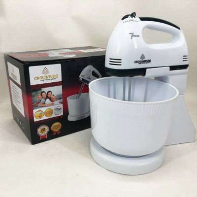 Міксер Crownberg CB-7320 ручний з підставкою та ємністю 2л 300 Вт на 7 швидкостей, кухонний тістоміс 