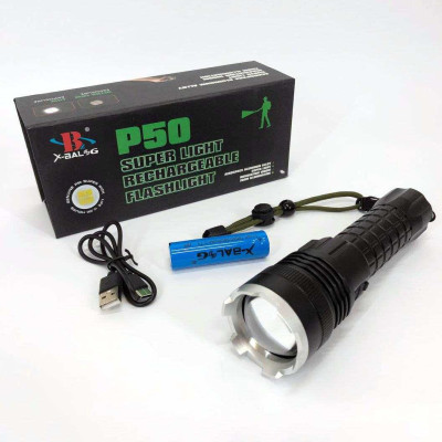 Ліхтар акумуляторний X-Balog BL-A72-P50, ручний ліхтарик, водонепроникний ліхтар, потужний акумуляторний 