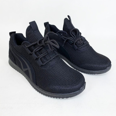 Літні чорні кросівки з сітчастим верхом і гнучкою підошвою 44р 28см 