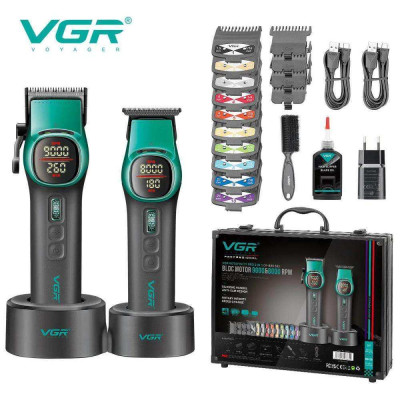 Комплект VGR 2 в 1 V-885 S2 GREEN, акумуляторна машинка для стрижки та триммер Комплект VGR 2 в 1 V-885 S2 GREEN, акумуляторна машинка для стрижки та триммер