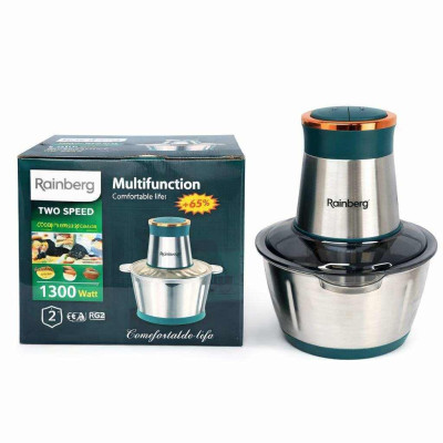 Блендер стаціонарний Rainberg RB-2202 кухонний подрібнювач 1300W чаша металева на 2л чоппер 