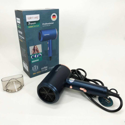 Фен Rainberg RB-2212 8800Вт з регуляцією температури та швидкості для сушіння та укладання волосся Blue 