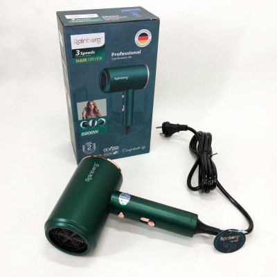 Фен Rainberg RB-2212 8800Вт з регуляцією температури та швидкості для сушіння та укладання волосся Green Фен Rainberg RB-2212 8800Вт з регуляцією температури та швидкості для сушіння та укладання волосся Green
