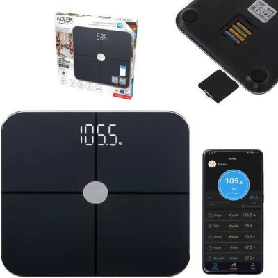 Ваги для підлоги Adler AD 8187 Smart Black Ваги для підлоги Adler AD 8187 Smart Black
