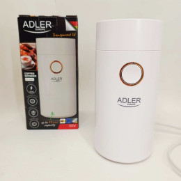 Кавомолка електрична Adler AD 4446-wg Біла 150 Вт кухонний міні подрібнювач для зерен кави Кавомолка електрична Adler AD 4446-wg Біла 150 Вт кухонний міні подрібнювач для зерен кави