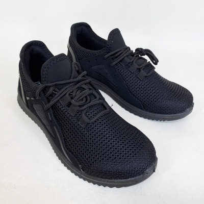 Літні кросівки із сітки чорного кольору зносостійкі 44р 28см 