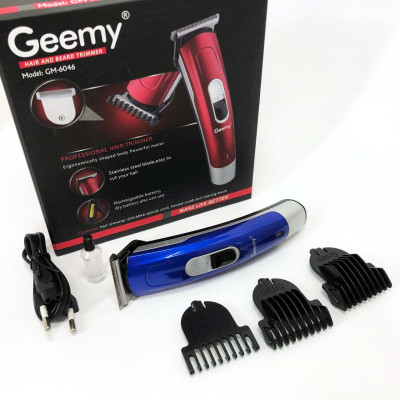 Машинка для стрижки волосся Gemei GM-6046, Акумуляторний універсальний тример для стрижки. Колір: синій 