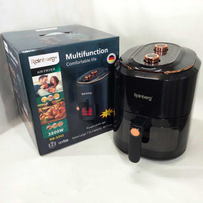 Аерофрітюрниця для дому з таймером Rainberg RB-2242 на 6 л безмасляна фритюрниця 3800 Вт. Колір: чорний 