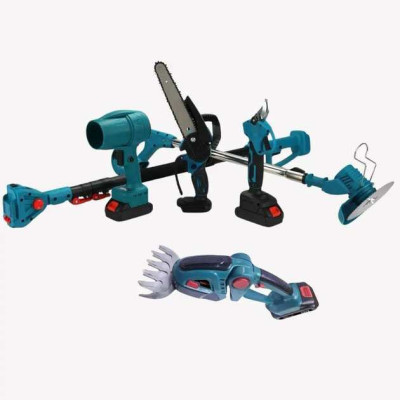 Акумуляторний універсальний садовий набір 6 в 1 Секатор Міні-пила Триммер Повітродувка Подовжувач Кущоріз 