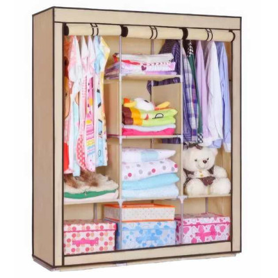Шафа тканинна 3 секції складана з каркасом STORAGE WARDROBE 175 х 130 х 45 см. Колір: бежевий 