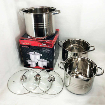 Набір великих каструль Unique UN-5041 з нержавіючої сталі 5-ти шаровим дном з кришками 