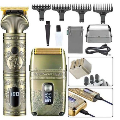 Провідний професійний набір машинка для стрижки та шейвер VGR V-649, Чоловічий акумуляторний тример 