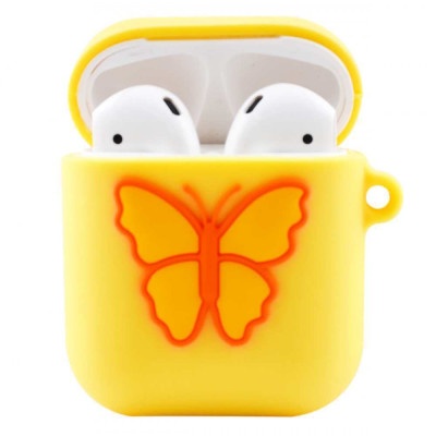Чохол для AirPods силіконовий з метеликом жовтий Чохол для AirPods силіконовий з метеликом жовтий