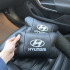 Набір подушок для авто Hyundai 2шт, натуральна шкіра, чорний колір, комфортні підголовники в автомобіль 