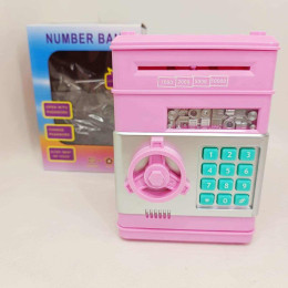 Электронная копилка сейф банкомат для детей с PIN-кодом, автоматический прием банкнот и монет Pink