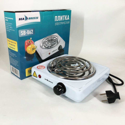 Настільна плита електрична Sea Breeze SB-062 1000 Вт, настільна одноконфоркова, плита побутова Настільна плита електрична Sea Breeze SB-062 1000 Вт, настільна одноконфоркова, плита побутова