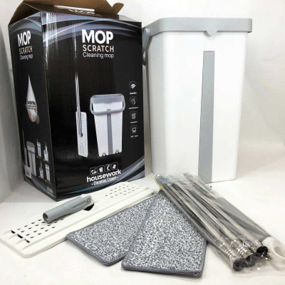 Швабра велика з відром комплект Scratch Cleaning Easy Mop з автоматичним віджиманням та складною ручкою 