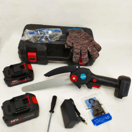 Акумуляторна ланцюгова міні пила 20 см у кейсі + 2 акумулятори 48V та індикатором заряду