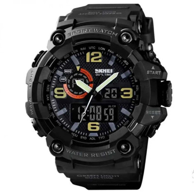 Годинник наручний чоловічий SKMEI 1520BK BLACK, армійський годинник протиударний. Колір: чорний 