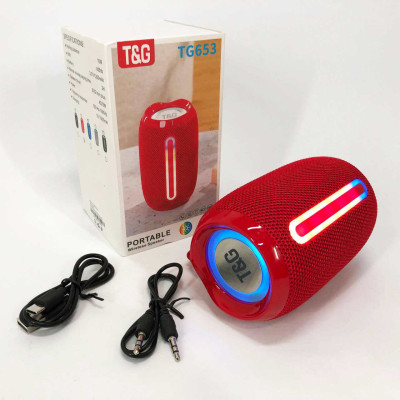 Портативна Bluetooth-колонка TG653 USB з ремінцем, потужна переносна акустична колонка. Колір: червоний 