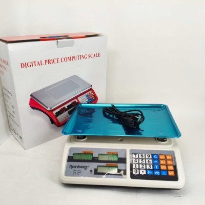 Ваги торговельні електронні акумуляторні Rainberg RB-311 до 55 кг з лічильником ціни 2 дисплеї 