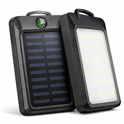 УМБ Power Bank Solar 18000 mAh мобільне зарядне з сонячною панеллю та лампою, Power Bank Charger Black 