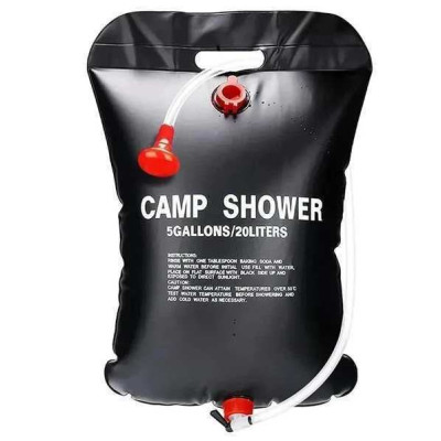 Походный туристический душ 20л 50°C CAMP SHOWER 41x60 см, кемпинговый душ с шнуром и крюком для подверса 