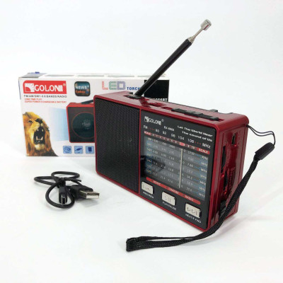 Радіо GOLON RX-8866 цифровий портативний радіоприймач із ліхтариком функцією PowerBank. Колір: червоний 