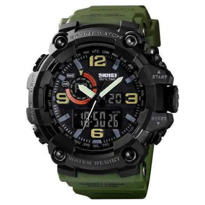 Годинник наручний чоловічий SKMEI 1520AG ARMY GREEN, військовий чоловічий наручний годинник зелений. Колір: зелений 