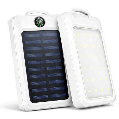 УМБ Power Bank Solar 18000 mAh мобільне зарядне з сонячною панеллю та лампою, Power Bank Charger White 