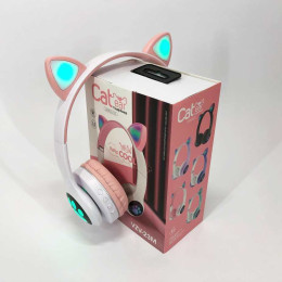 Бездротові навушники з котячими вушками та RGB підсвічуванням Cat VZV 23M. Колір: рожевий Бездротові навушники з котячими вушками та RGB підсвічуванням Cat VZV 23M. Колір: рожевий