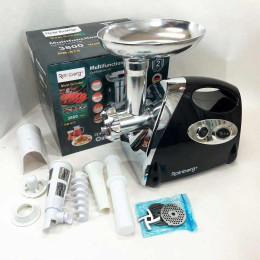 М'ясорубка Rainberg RB-675 3800 Вт із соковижималкою, м'ясорубка електрична метал. Колір: чорний М'ясорубка Rainberg RB-675 3800 Вт із соковижималкою, м'ясорубка електрична метал. Колір: чорний