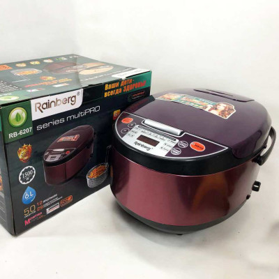 Мультиварка Rainberg RB-6207 З Фритюрницею, 12 Програм, скороварка пароварка мультиварка. Колір коричневий 