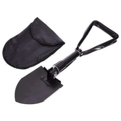 Лопата туристична багатофункціональна Shovel 009, міні лопата для кемпінгу, саперна. Колір: чорний 
