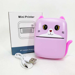 Портативний дитячий термопринтер з Bluetooth A8 Cat міні принтер для телефону Pink Портативний дитячий термопринтер з Bluetooth A8 Cat міні принтер для телефону Pink