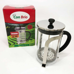Френч-прес Con Brio CB-5580 0.8 л, Стильний скляний чайник для заварювання, Заварний скляний чайник Френч-прес Con Brio CB-5580 0.8 л, Стильний скляний чайник для заварювання, Заварний скляний чайник