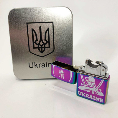 Дугова електроімпульсна запальничка USB Україна (металева коробка) HL-449. Колір: хамелеон 