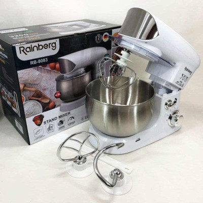 Електричний планетарний міксер тістоміс Rainberg RB-8083 3200 Вт з насадками. Колір: білий 