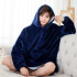Толстовка плед з капюшоном і рукавами Huggle Hoodie оверсайз Blue 