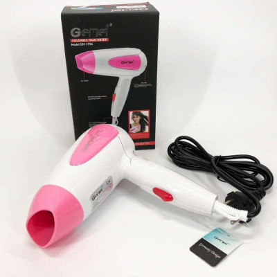 Фен для волосся складаний дорожній Gemei GM-1756 1200 Вт, Домашній фен для укладання. Колір: рожевий 