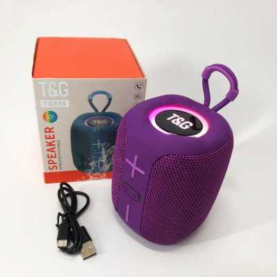 Портативна Bluetooth колонка TG658 8W з RGB підсвічуванням бездротова портативна потужна. Колір: фіолетовий 