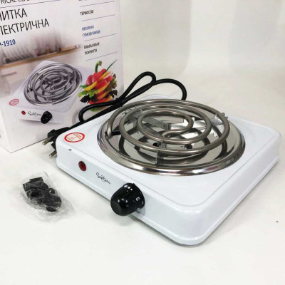 Плита електрична Suntera SP-1910, Міні електроплита, Потужна настільна електроплита White 