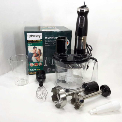 Багатофункціональний занурювальний мульти блендер 4в1 Rainberg RB-2238 подрібнювач 1200 Вт, потужний 