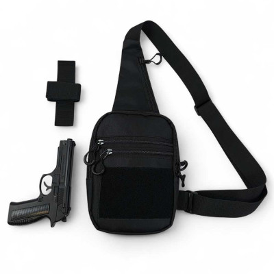 Тактична чоловіча сумка з кобурою Cordura 1000D – 6 кишень, чорна Тактична чоловіча сумка з кобурою Cordura 1000D – 6 кишень, чорна