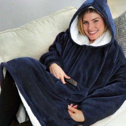 Толстовка плед з капюшоном і рукавами Huggle Hoodie оверсайз Blue Толстовка плед з капюшоном і рукавами Huggle Hoodie оверсайз Blue