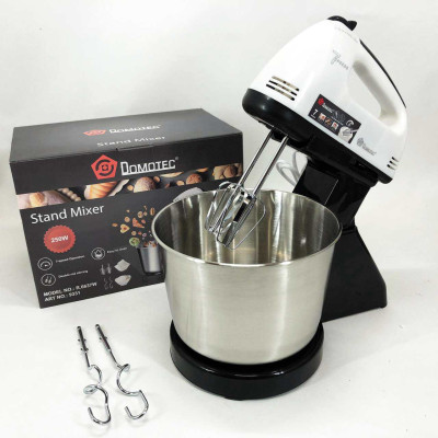 Міксер стаціонарний із металевою чашею Domotec R6637W Кухонний електричний на 250 Вт 7 швидкостей 