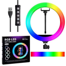Кільцева світлодіодна лампа RGB LED RING MJ26 26 см з утримувачем телефону, кільцева лампа велика Кільцева світлодіодна лампа RGB LED RING MJ26 26 см з утримувачем телефону, кільцева лампа велика